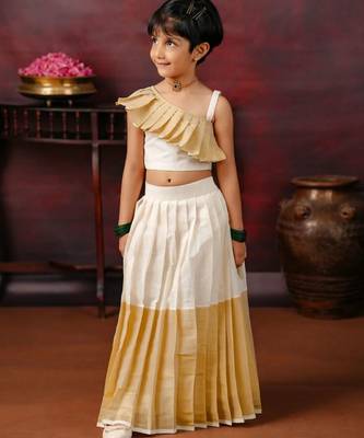 Cream kasavu skirt and one shoulder top 1