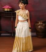 Cream kasavu skirt and one shoulder top