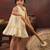 Ivory pleated a line brocade frock
