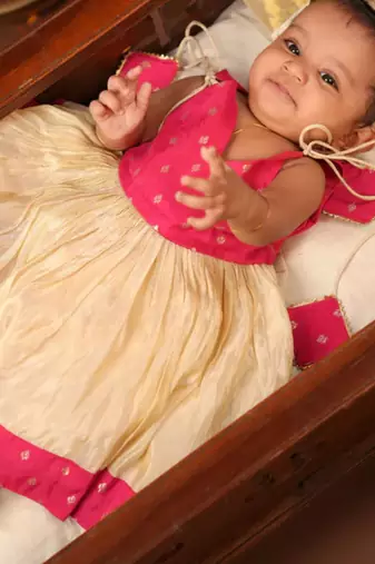 Pink and gold tissue  frock