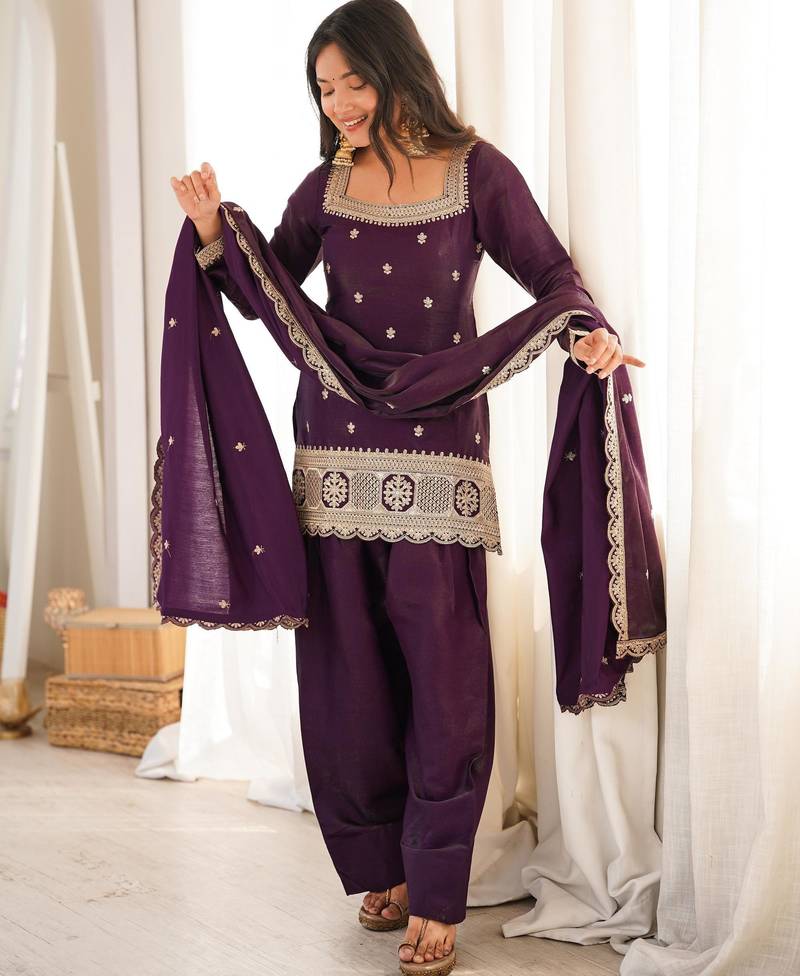 Embroidered Roman Silk Straight Kurta Shalwar and Dupatta Set