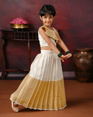 Cream kasavu skirt and one shoulder top 3