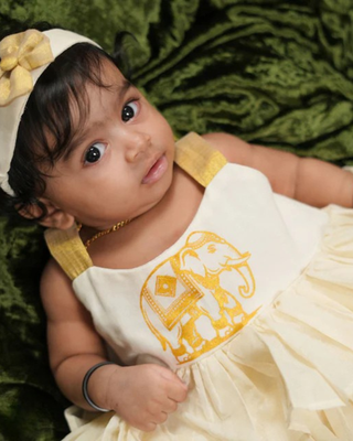 Elephant printed kasavu frock 2