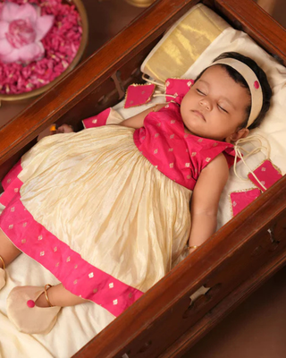 Pink and gold tissue  frock 2