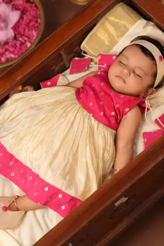 Pink and gold tissue  frock