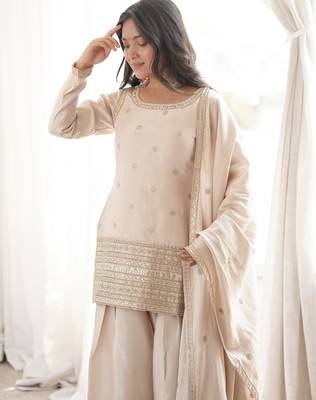 Embroidered Roman Silk Straight Kurta Shalwar and Dupatta Set 2