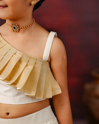 Cream kasavu skirt and one shoulder top 4