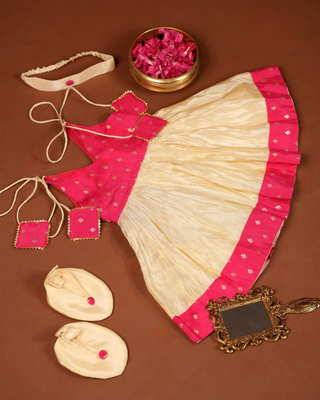 Pink and gold tissue  frock 3