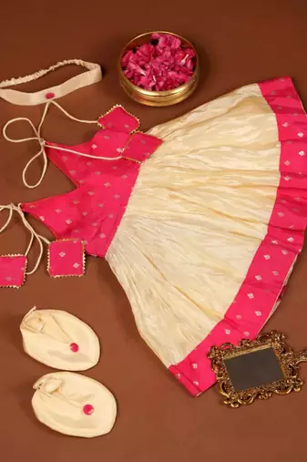 Pink and gold tissue  frock