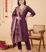 Women Regular Kurta with Trousers & With Dupatta