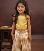 Kasavu zigzag palazzo and tissue crop top set