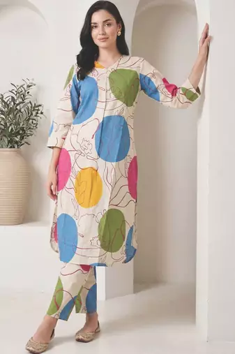 Women Printed Regular Pure Cotton Kurta with Trousers