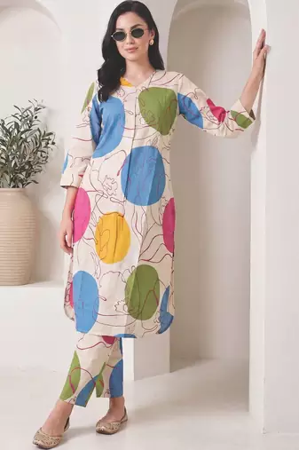 Women Printed Regular Pure Cotton Kurta with Trousers