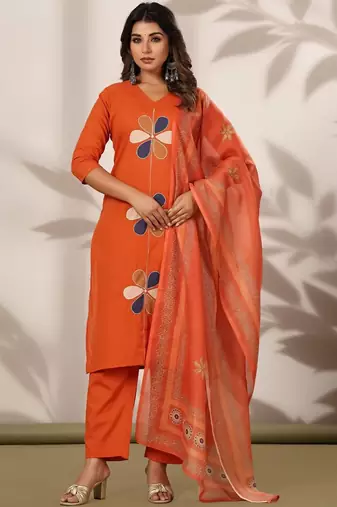 Women Ethnic Motifs Printed Regular Pure Cotton Kurta with Trousers & With Dupatta
