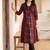 Women Ethnic Motifs Printed Pleated Thread Work Cotton Kurta with Trousers