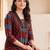 Women Ethnic Motifs Printed Pleated Thread Work Cotton Kurta with Trousers
