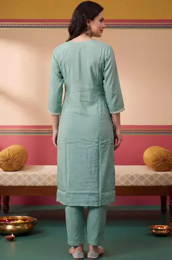 Women Ethnic Motifs Embroidered Regular Thread Work Kurta with Trousers & With Dupatta