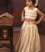 Cotton striped skirt and crop top set