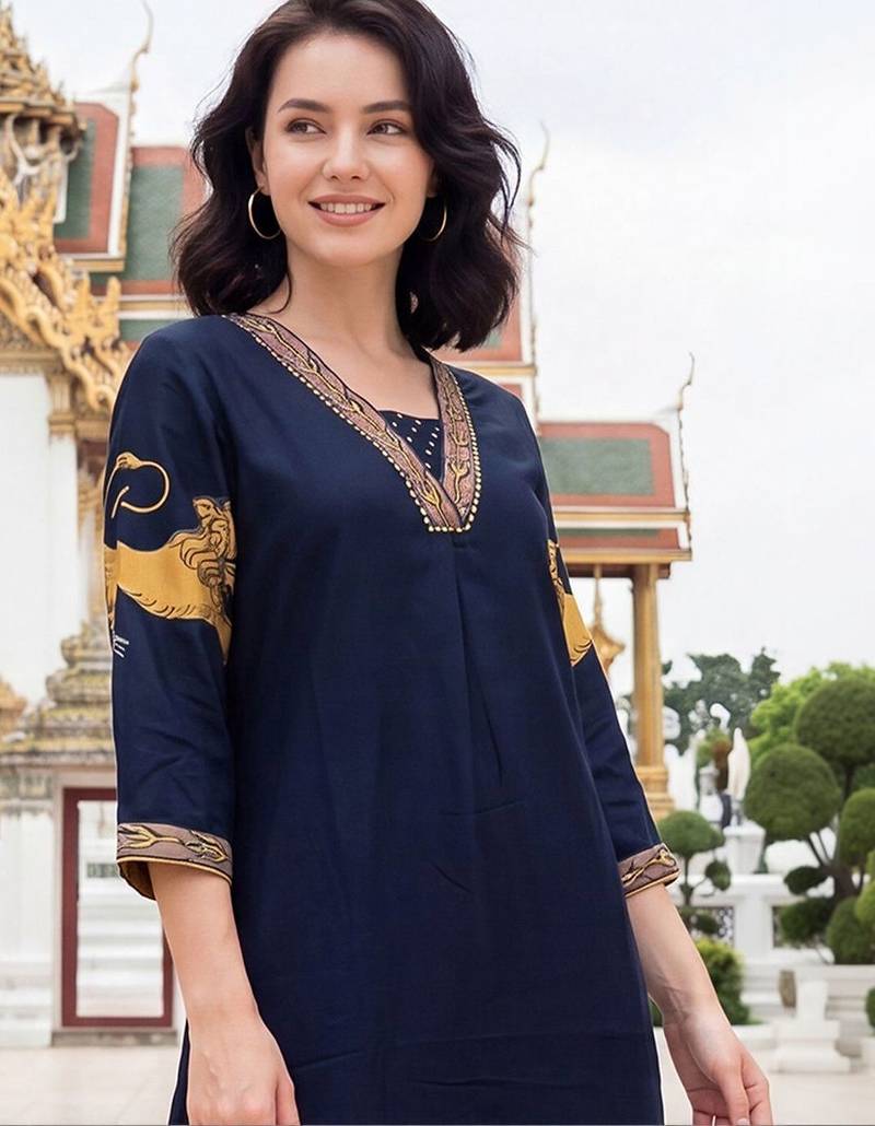 Women Ethnic Motifs Printed Regular Thread Work Kurta with Trousers