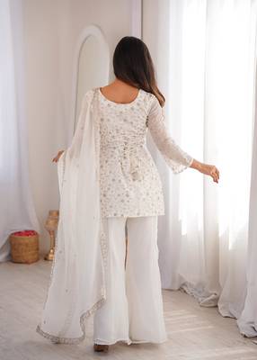 Embroidered Crunchy Silk Straight Kurta Pant and Dupatta Set 4