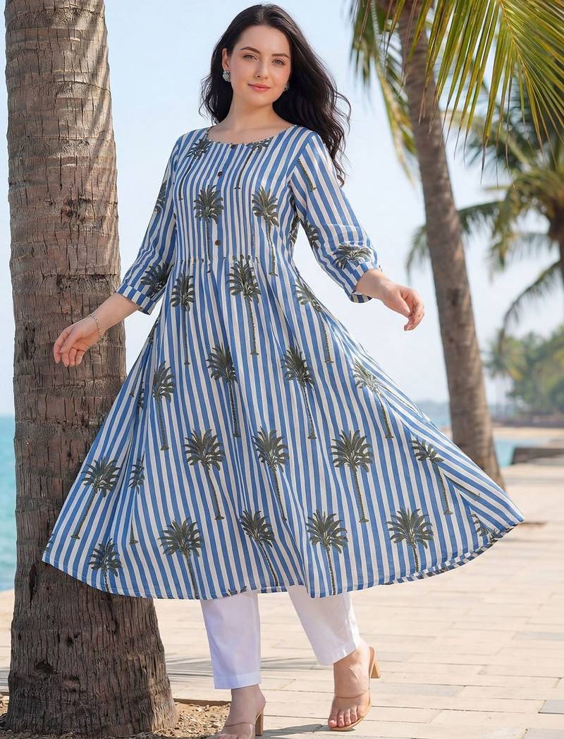 Women Printed Regular Pure Cotton Kurta with Trousers