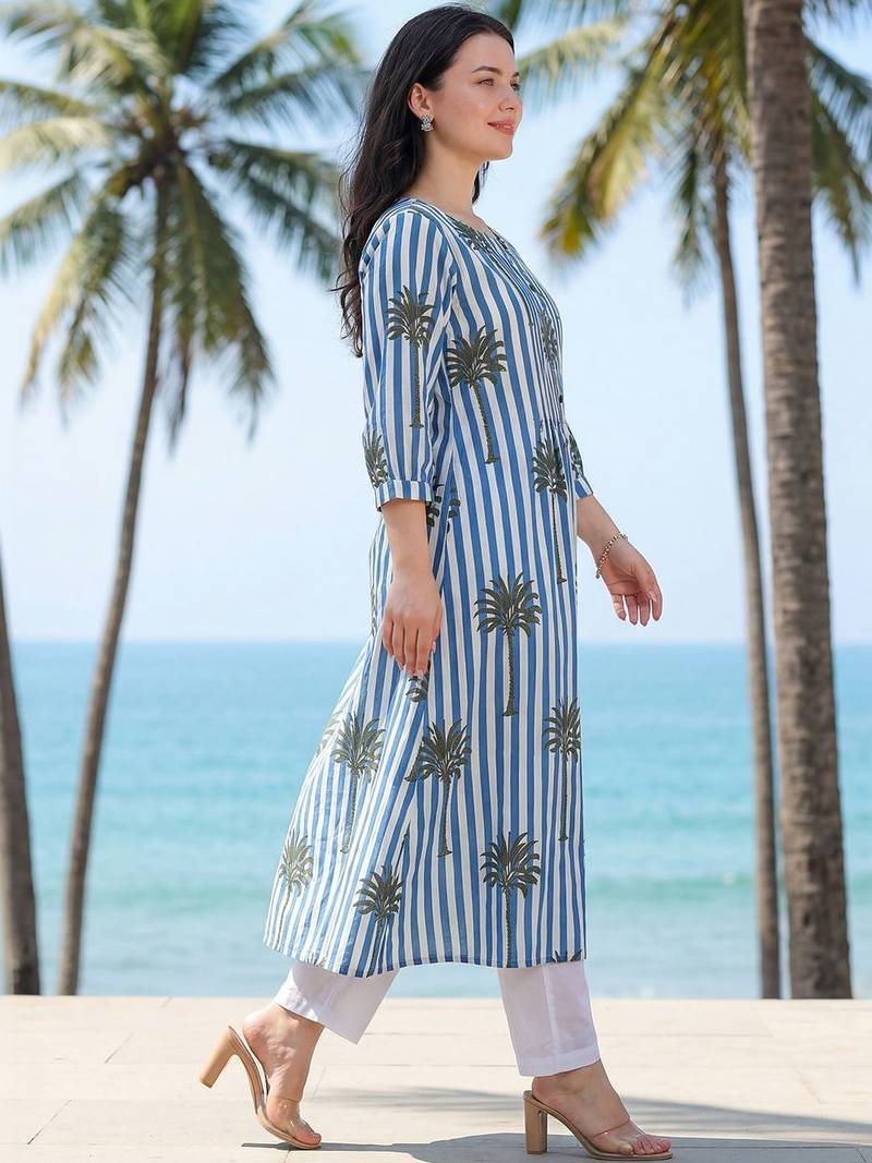 Women Printed Regular Pure Cotton Kurta with Trousers
