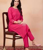 Women Ethnic Motifs Embroidered Regular Thread Work Kurta with Trousers