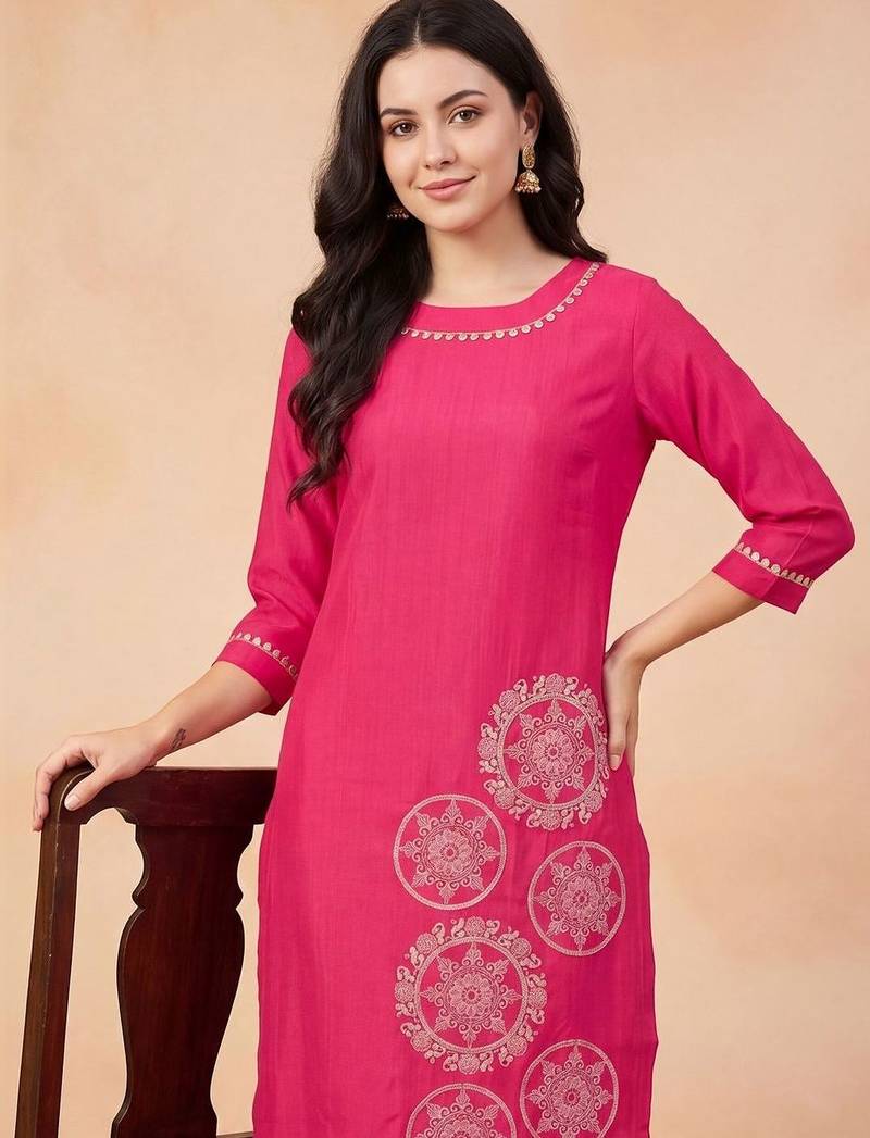Women Ethnic Motifs Embroidered Regular Thread Work Kurta with Trousers