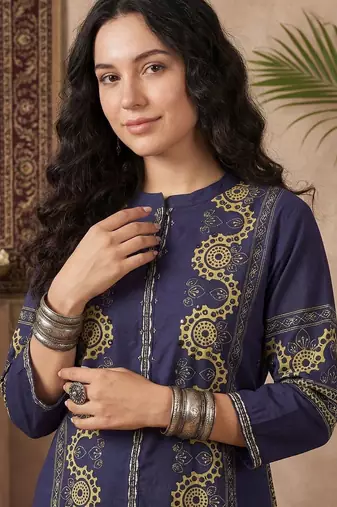 Women Ethnic Motifs Printed Regular Pure Cotton Kurta with Palazzos