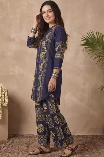 Women Ethnic Motifs Printed Regular Pure Cotton Kurta with Palazzos