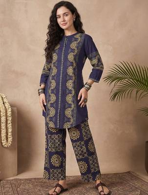 Women Ethnic Motifs Printed Regular Pure Cotton Kurta with Palazzos 5