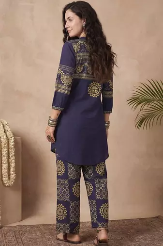 Women Ethnic Motifs Printed Regular Pure Cotton Kurta with Palazzos