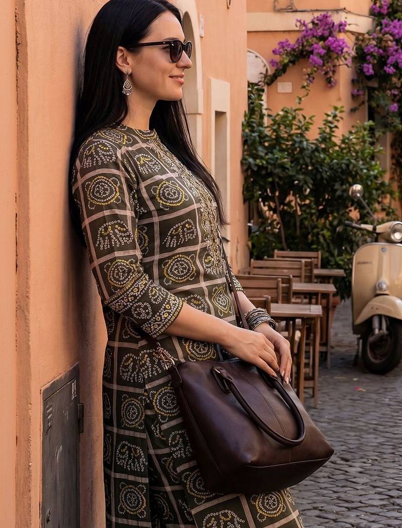 Women Ethnic Motifs Printed Regular Thread Work Pure Cotton Kurta with Trousers