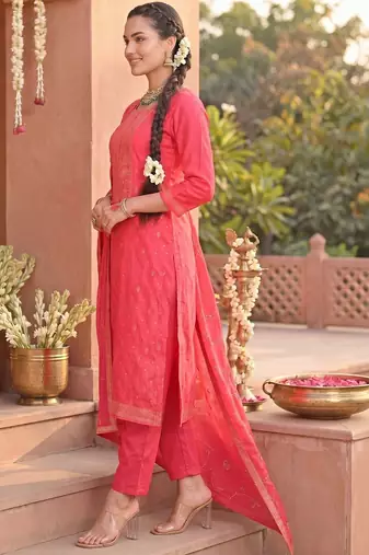 Women Ethnic Motifs Printed Regular Kurta with Trousers & With Dupatta