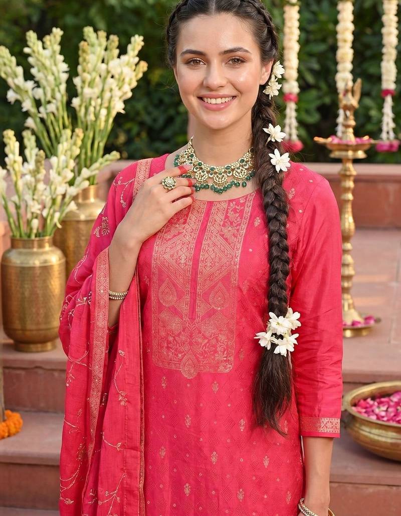 Women Ethnic Motifs Printed Regular Kurta with Trousers & With Dupatta