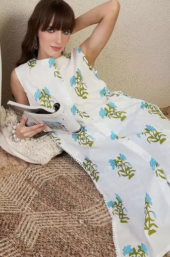 Women Floral Printed Regular Pure Cotton Kurta with Palazzos