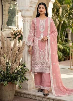 Light Pink Color Embroiery And Sequance Work Fuax Georgette Salwar Suit 2