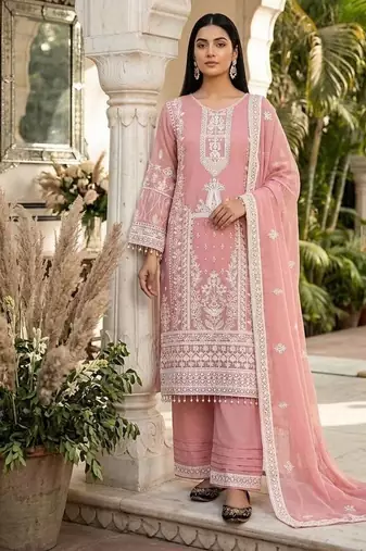 Light Pink Color Embroiery And Sequance Work Fuax Georgette Salwar Suit