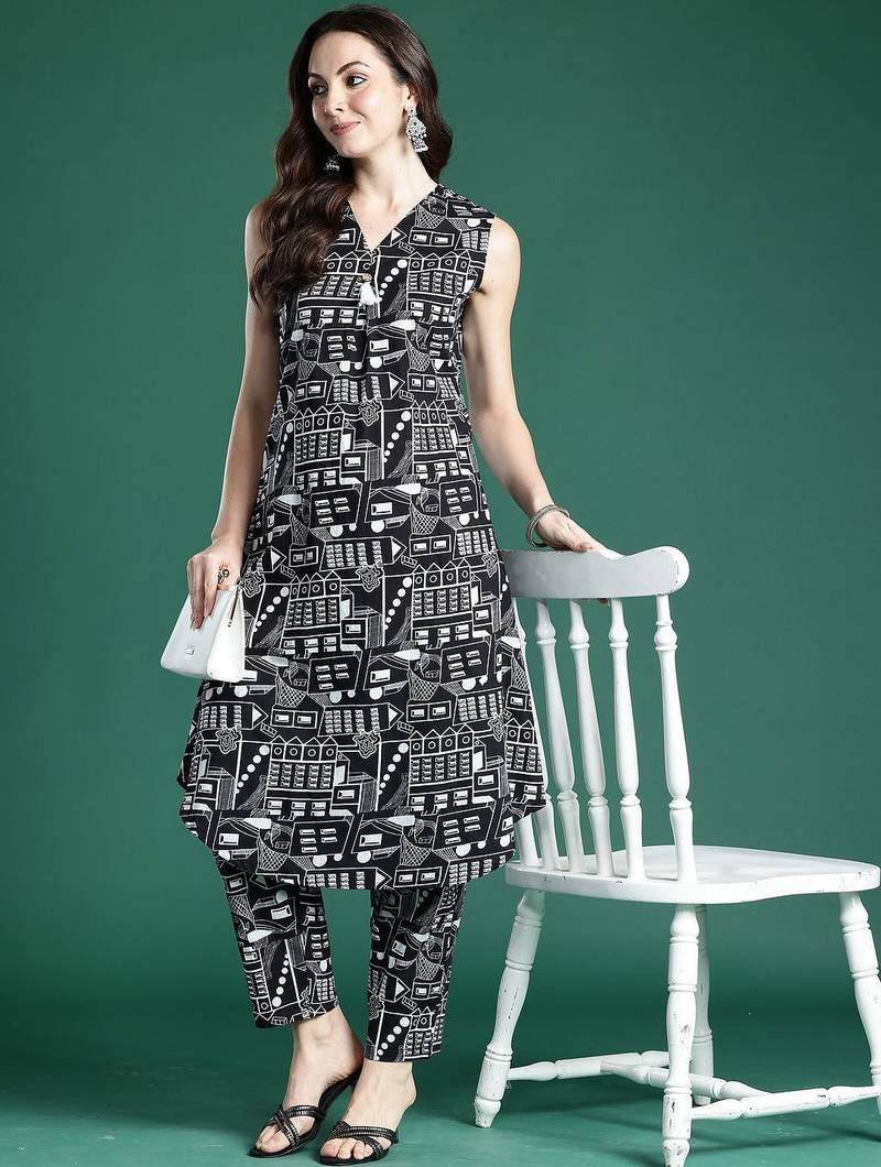 Women Printed Regular Pure Cotton Kurta with Trousers
