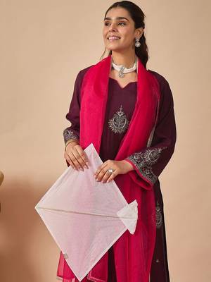 Women Ethnic Motifs Embroidered Regular Liva Kurta with Trousers & With Dupatta 4