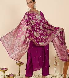 Women Ethnic Motifs Regular Thread Work Kurta with Trousers & With Dupatta