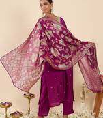 Women Ethnic Motifs Regular Thread Work Kurta with Trousers & With Dupatta