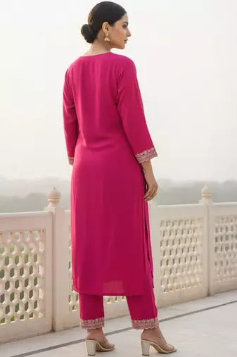 Women Ethnic Motifs Regular Thread Work Kurta with Trousers