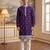 Mens violet silk blend solid embroidered kurta