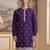 Mens violet silk blend solid embroidered kurta