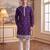 Mens violet silk blend solid embroidered kurta