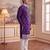 Mens violet silk blend solid embroidered kurta