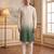 Mens green silk blend solid embroidered kurta