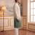 Mens green silk blend solid embroidered kurta