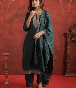 Women Ethnic Motifs Embroidered Regular Thread Work Kurta with Trousers & With Dupatta